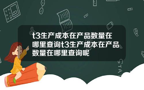 t3生产成本在产品数量在哪里查询t3生产成本在产品数量在哪里查询呢