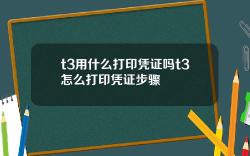 t3用什么打印凭证吗t3怎么打印凭证步骤