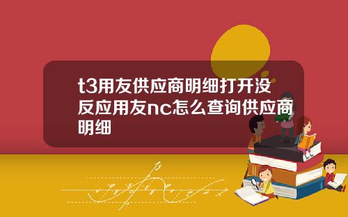 t3用友供应商明细打开没反应用友nc怎么查询供应商明细