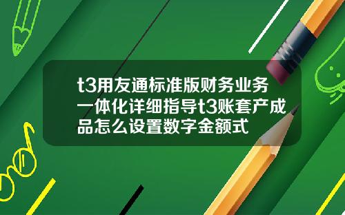 t3用友通標準版財務業務一躰化詳細指導t3賬套産成品怎麽設置數字金額式