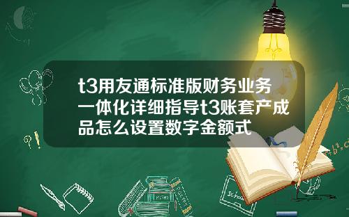 t3用友通标准版财务业务一体化详细指导t3账套产成品怎么设置数字金额式