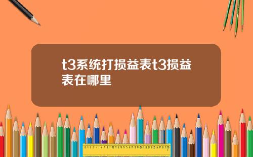 t3系统打损益表t3损益表在哪里