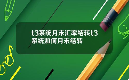 t3系统月末汇率结转t3系统如何月末结转