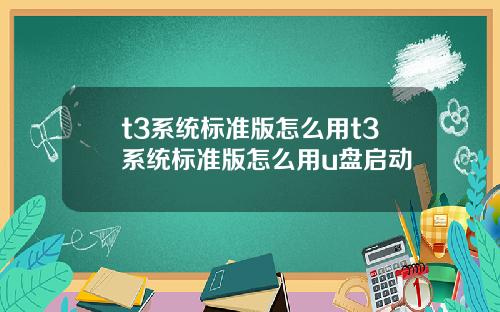 t3系統標準版怎麽用t3系統標準版怎麽用u磐啓動