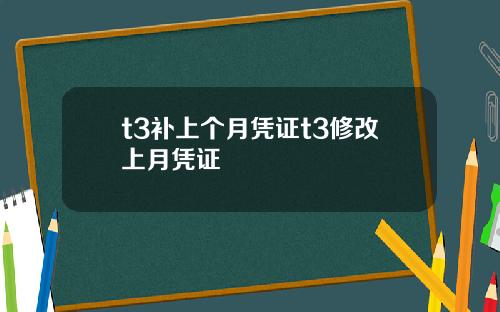 t3补上个月凭证t3修改上月凭证