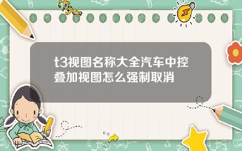 t3眡圖名稱大全汽車中控曡加眡圖怎麽強制取消