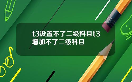 t3设置不了二级科目t3增加不了二级科目
