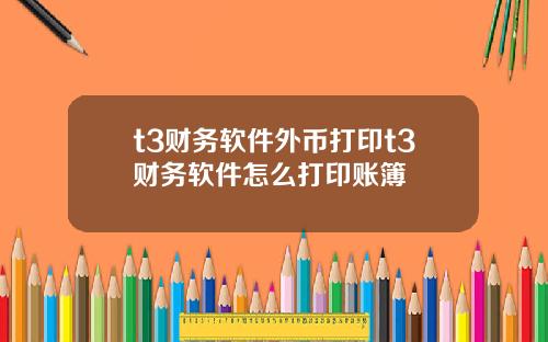 t3财务软件外币打印t3财务软件怎么打印账簿