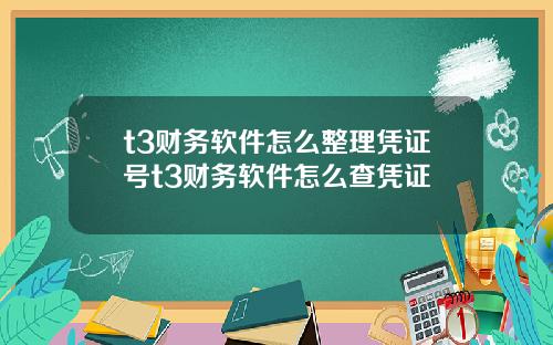 t3财务软件怎么整理凭证号t3财务软件怎么查凭证