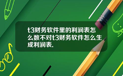 t3财务软件里的利润表怎么数不对t3财务软件怎么生成利润表.