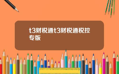 t3财税通t3财税通税控专版