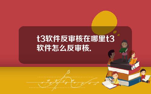 t3軟件反讅核在哪裡t3軟件怎麽反讅核.
