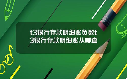 t3银行存款明细账负数t3银行存款明细账从哪查