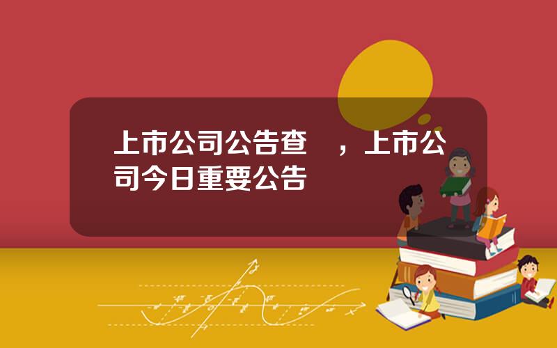 上市公司公告查詢，上市公司今日重要公告
