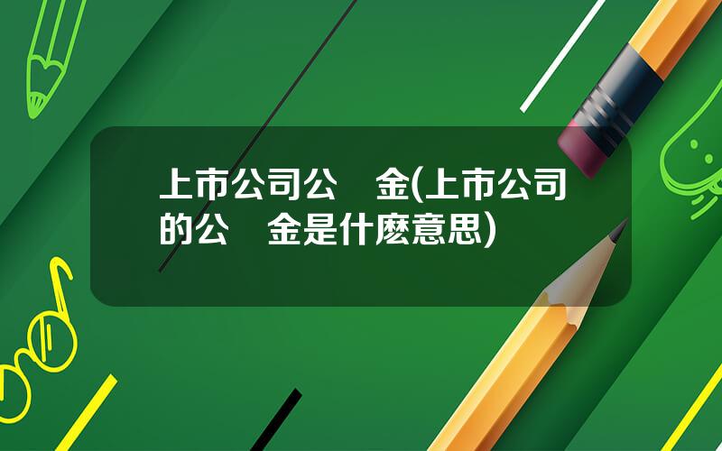 上市公司公積金(上市公司的公積金是什麽意思)