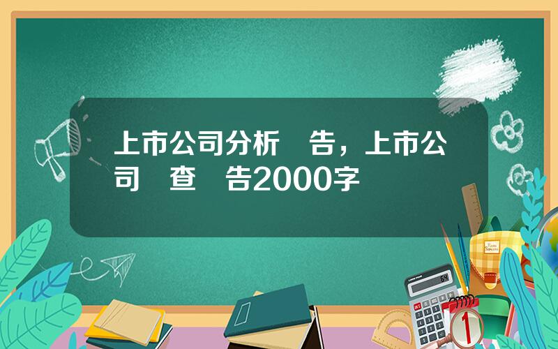 上市公司分析報告，上市公司調查報告2000字