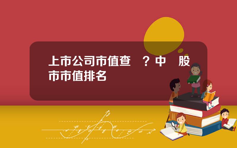 上市公司市值查詢？中國股市市值排名