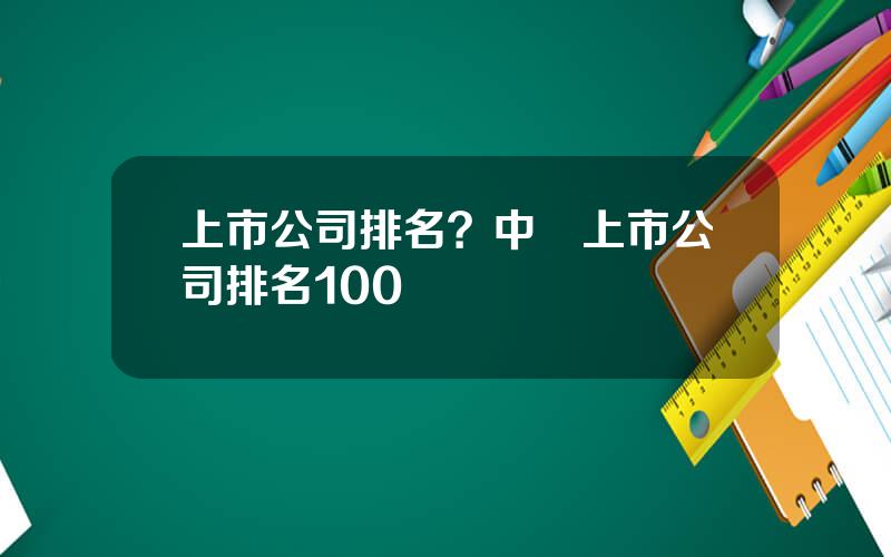 上市公司排名？中國上市公司排名100