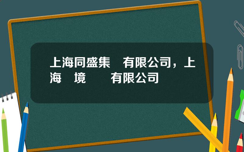 上海同盛集團有限公司，上海環境實業有限公司