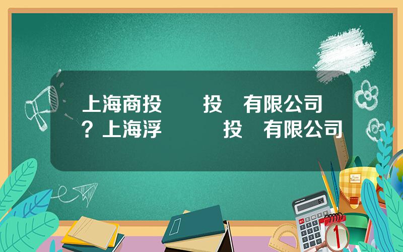 上海商投創業投資有限公司？上海浮羅創業投資有限公司