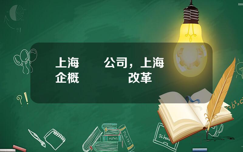 上海國資公司，上海國資國企概況與國資改革