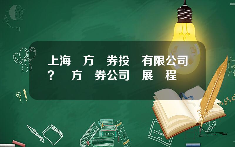 上海東方証券投資有限公司？東方証券公司發展歷程