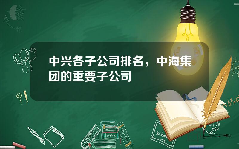 中兴各子公司排名，中海集团的重要子公司