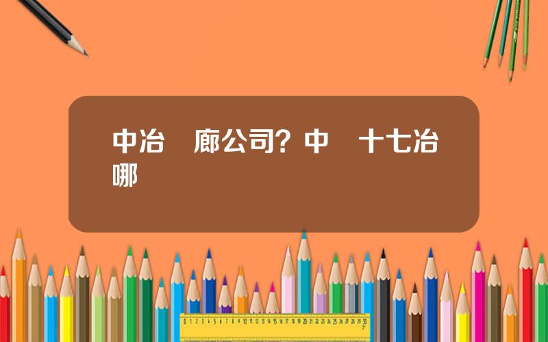 中冶琯廊公司？中國十七冶哪裡強