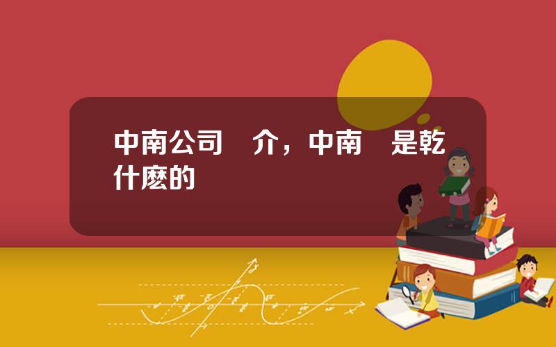 中南公司簡介，中南廠是乾什麽的