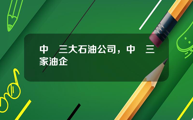 中國三大石油公司，中國三家油企