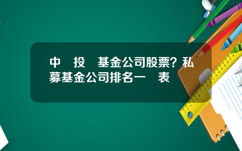 中國投資基金公司股票？私募基金公司排名一覽表