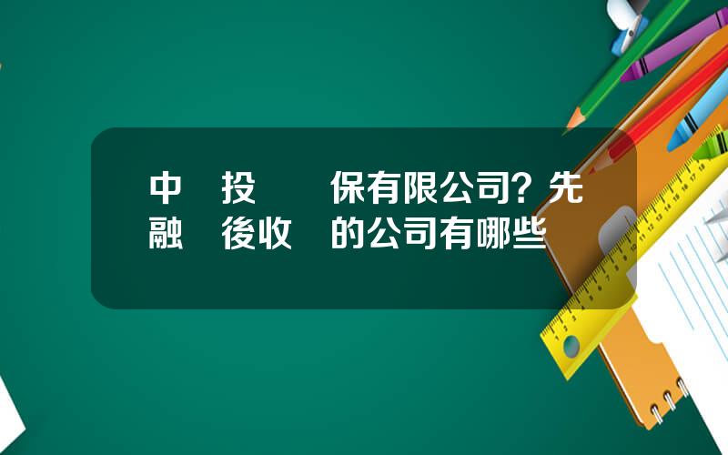 中國投資擔保有限公司？先融資後收費的公司有哪些