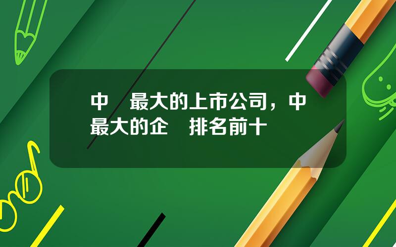 中國最大的上市公司，中國最大的企業排名前十