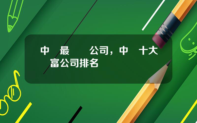 中國最賺錢公司，中國十大財富公司排名