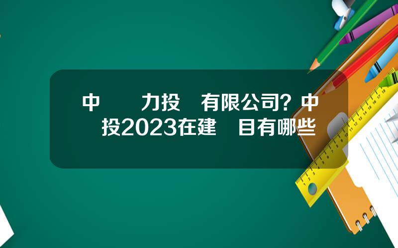 中國電力投資有限公司？中電投2023在建項目有哪些
