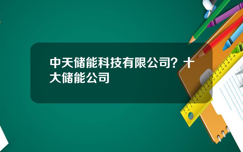 中天储能科技有限公司？十大储能公司
