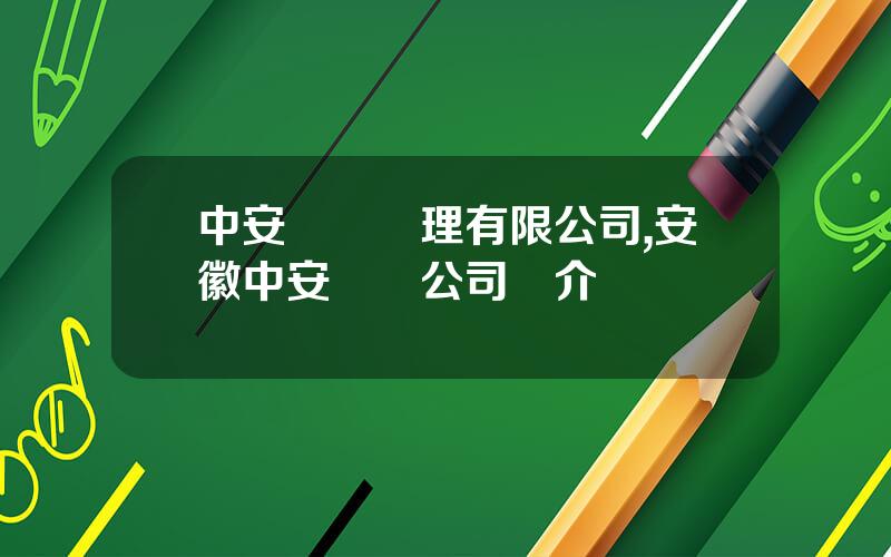 中安資産琯理有限公司,安徽中安資産公司簡介
