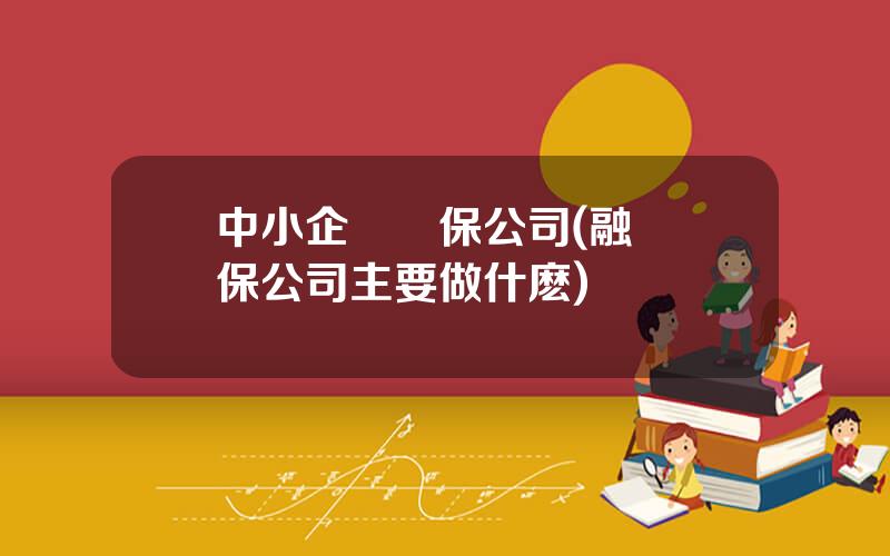 中小企業擔保公司(融資擔保公司主要做什麽)