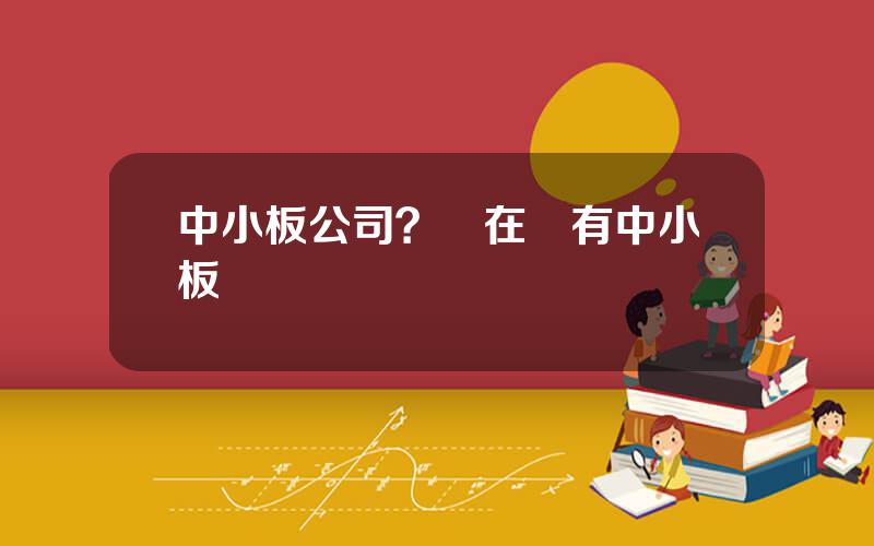 中小板公司？現在還有中小板嗎