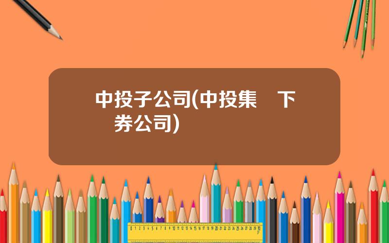 中投子公司(中投集團下屬証券公司)
