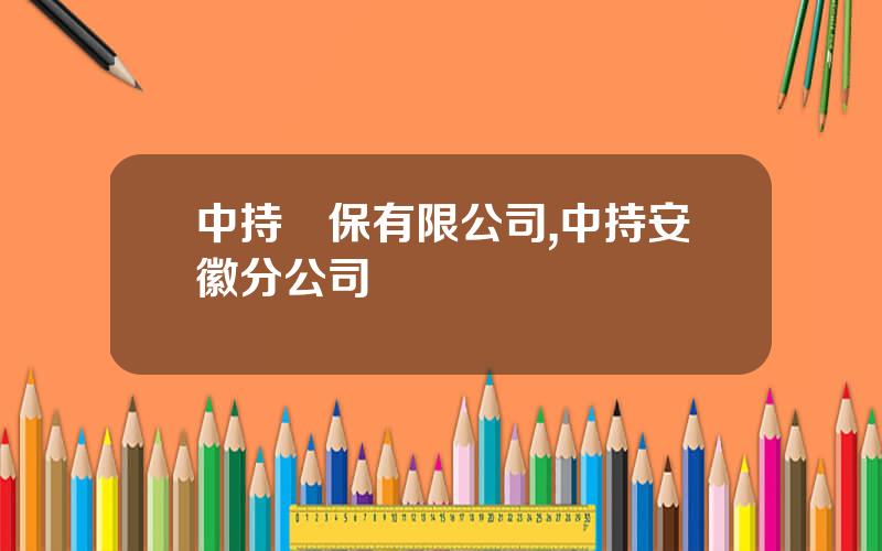 中持環保有限公司,中持安徽分公司