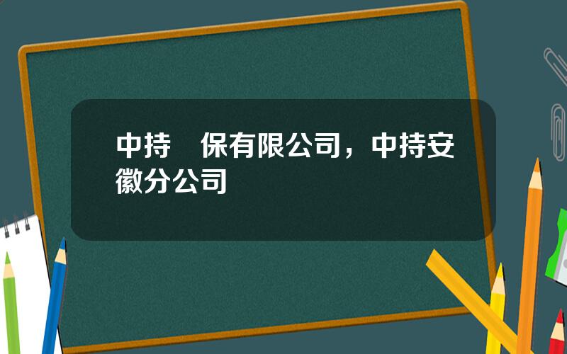 中持環保有限公司，中持安徽分公司