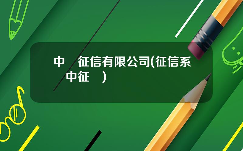 中証征信有限公司(征信系統中征碼)