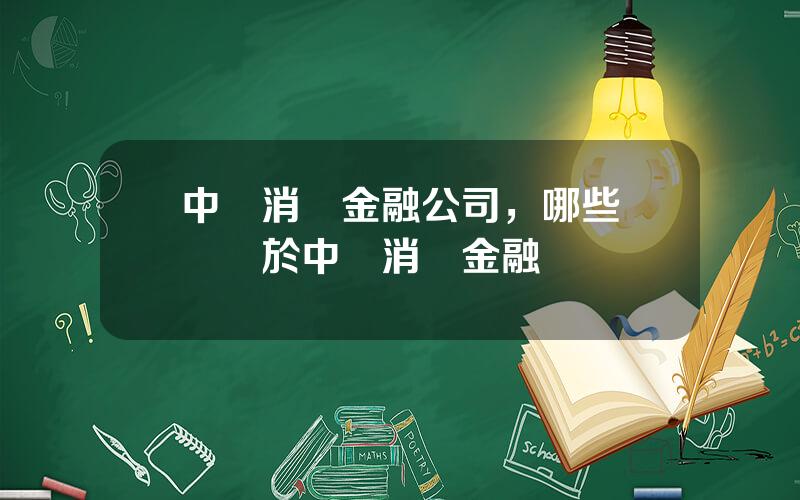 中銀消費金融公司，哪些網貸屬於中銀消費金融