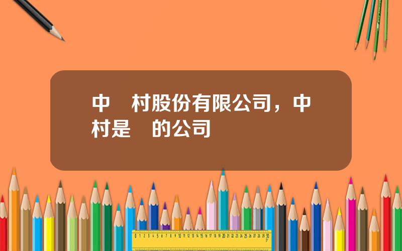 中關村股份有限公司，中關村是誰的公司