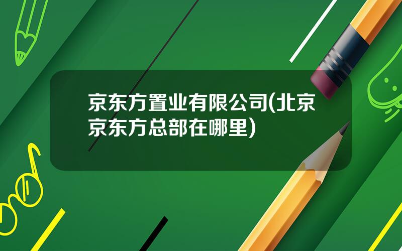 京东方置业有限公司(北京京东方总部在哪里)
