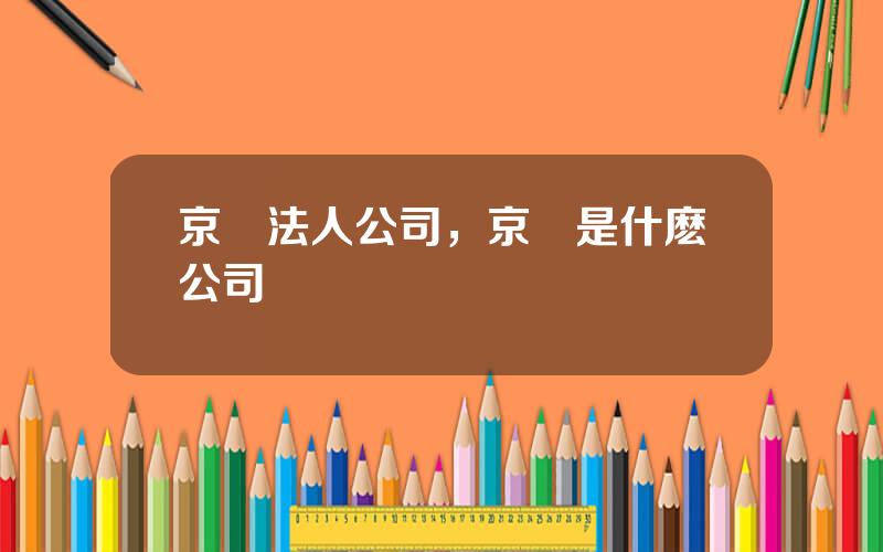 京東法人公司，京東是什麽公司