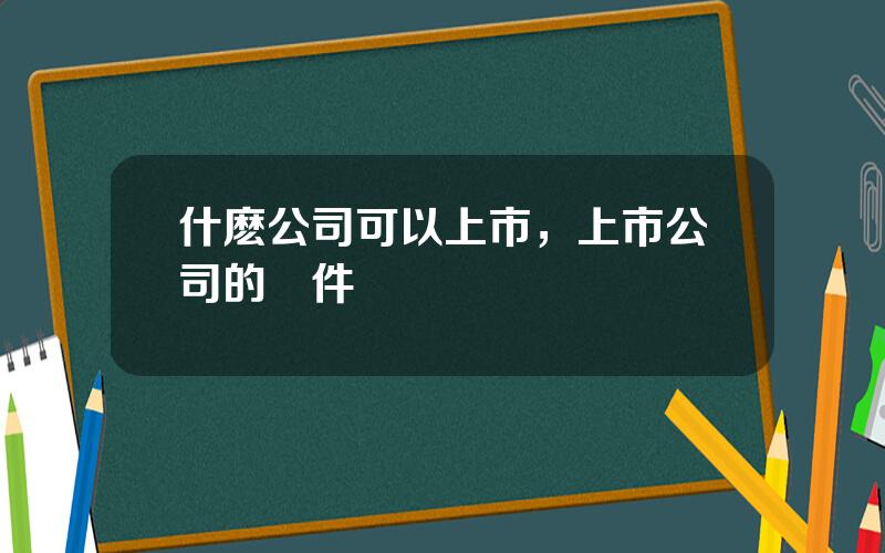 什麽公司可以上市，上市公司的條件