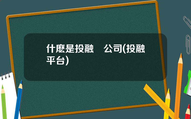 什麽是投融資公司(投融資平台)