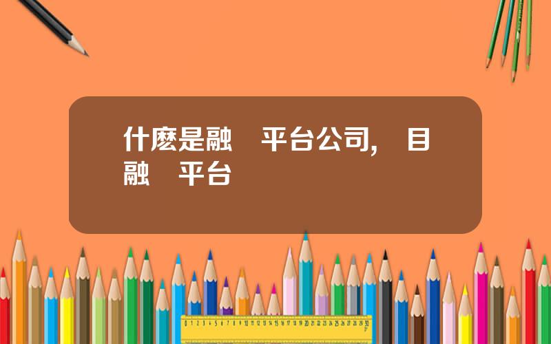 什麽是融資平台公司,項目融資平台